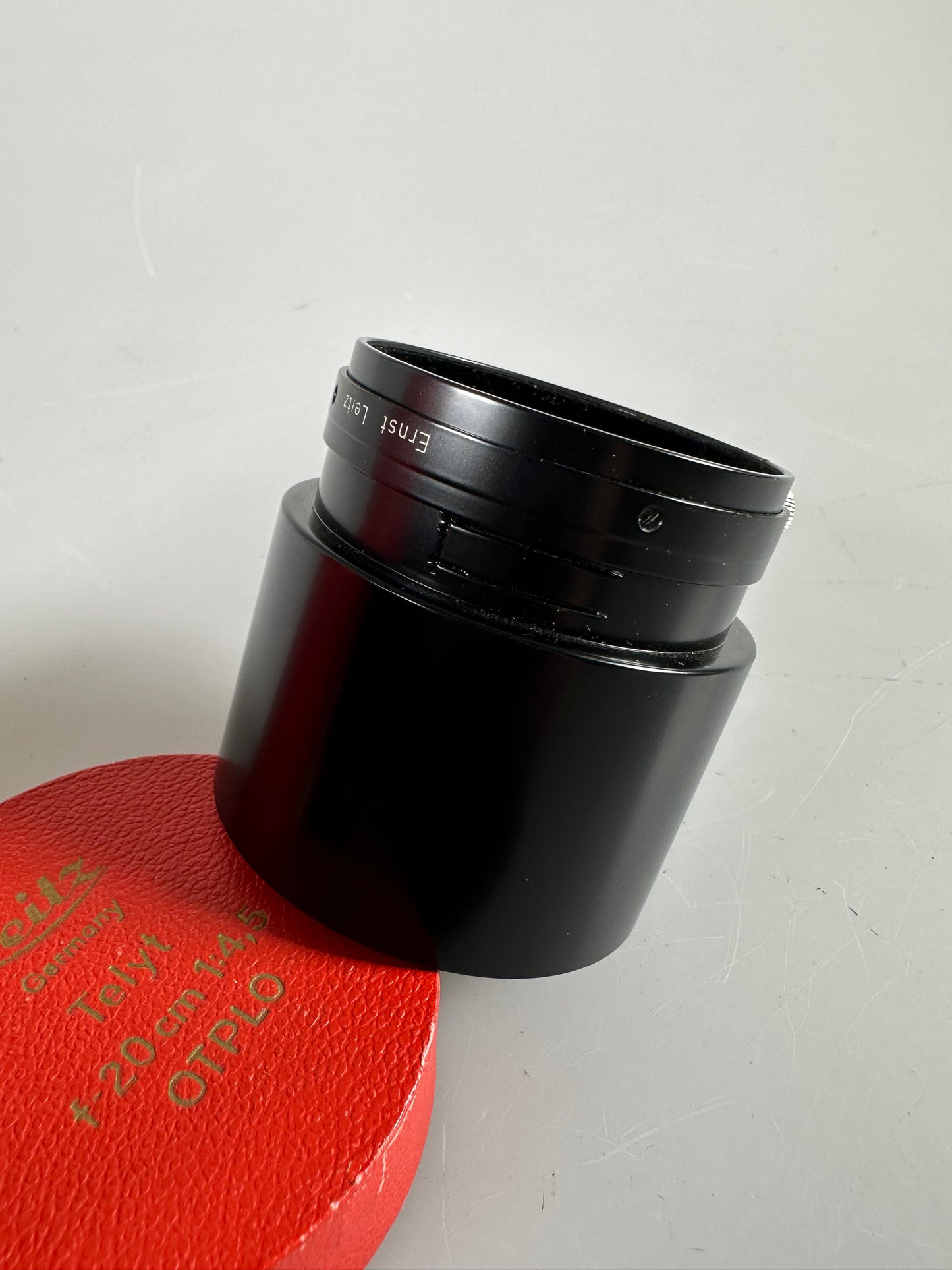 Leica 20cm F4.5 Telyt Ernst Leitz Wetzlar 200mm LTM Screw Mount Visoflex Lens with hood