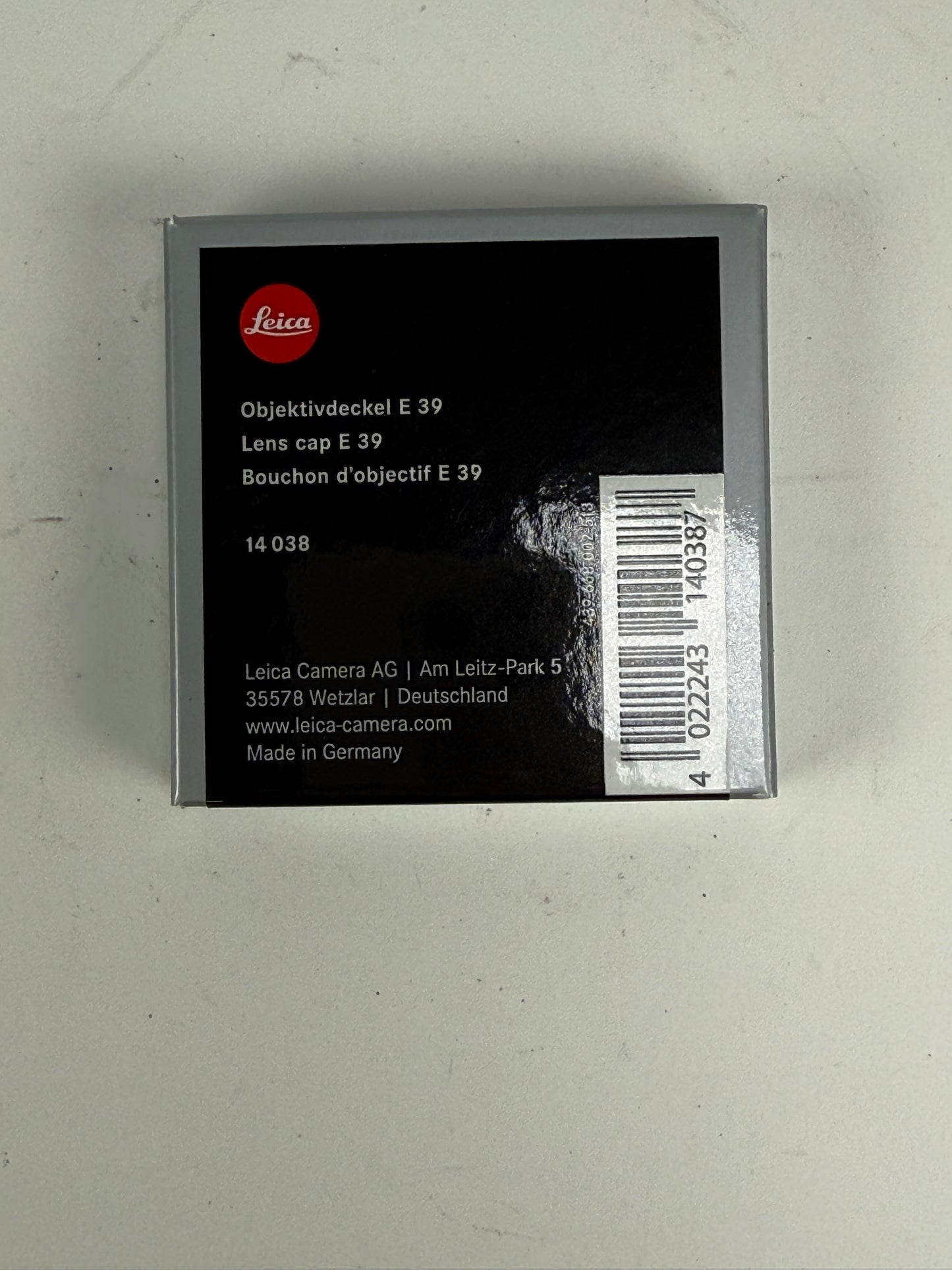 Leica 39mm Front Lens Cap, Black Plastic , 14038, Snap-On