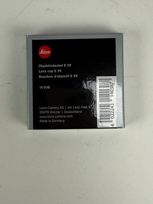 Leica 39mm Front Lens Cap, Black Plastic , 14038, Snap-On