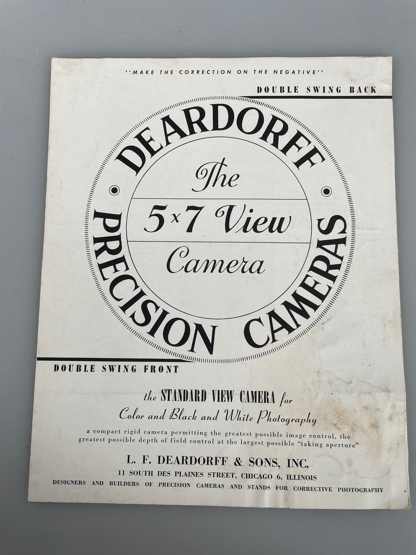 DEARDORFF 5x7 view Brochure instruction manaul - RARE