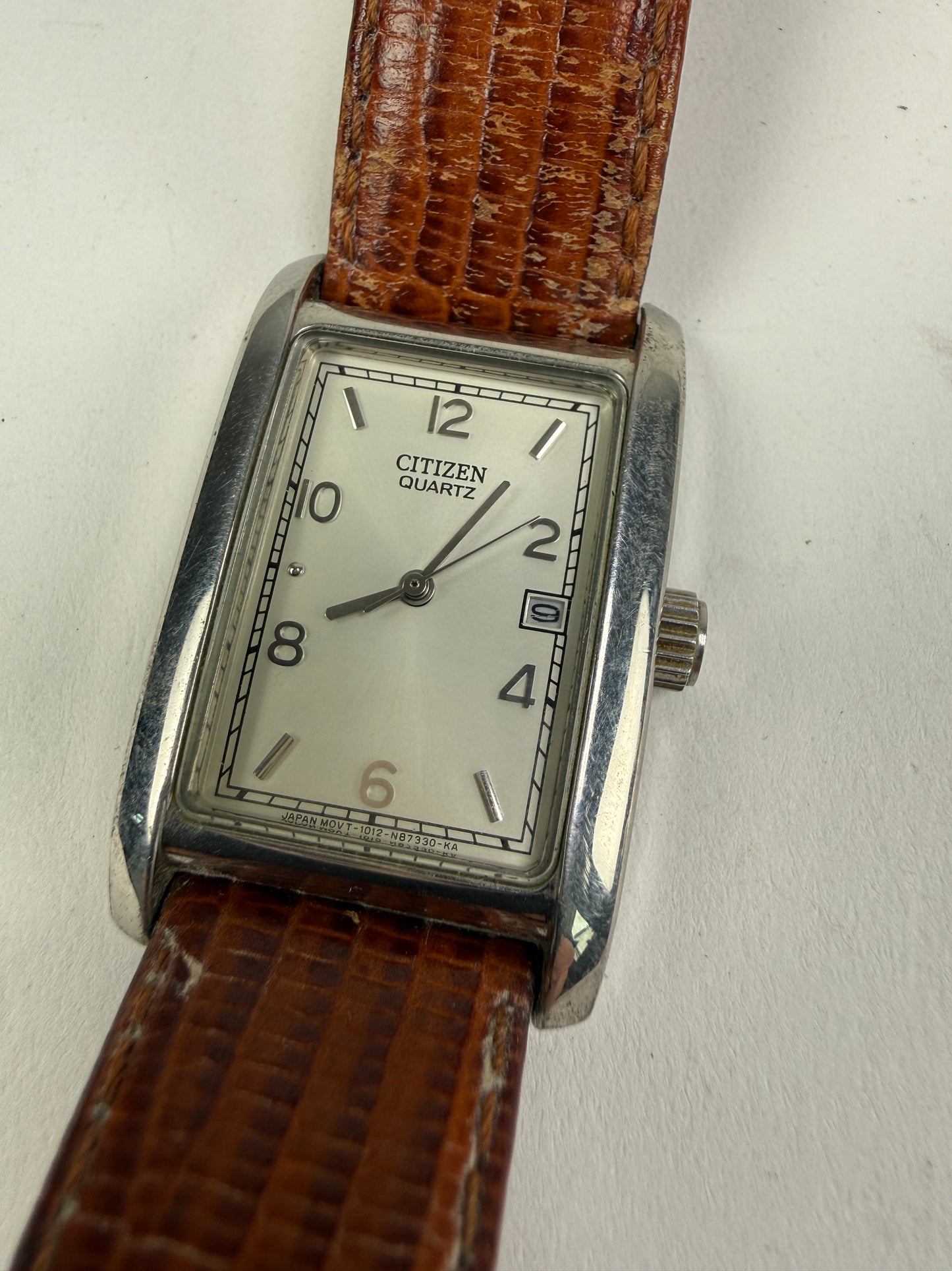 Citizen Tank Watch Men 26mm Champagne Dial Silver Tone Date 1012-S72731