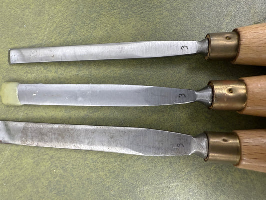 Vintage Ashley Iles Carving Gouge set of 3 No 3 Chisel