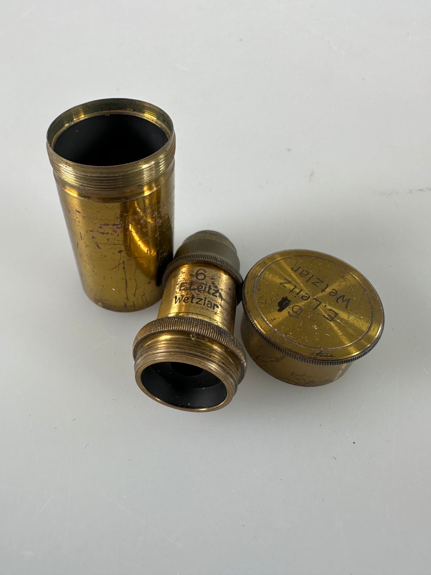 Leica LEITZ Wetzlar Brass Microscope lens OBJECTIVE 6 Univ of Penn