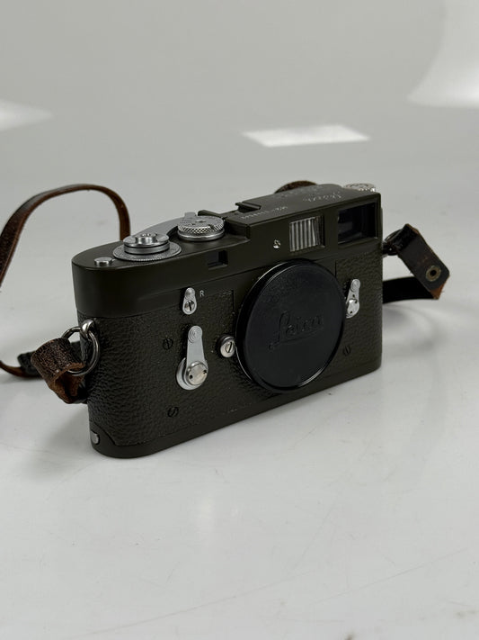 Leica M2 Safari olive 35mm rangefinder film camera body repaint w/ M4 style spool