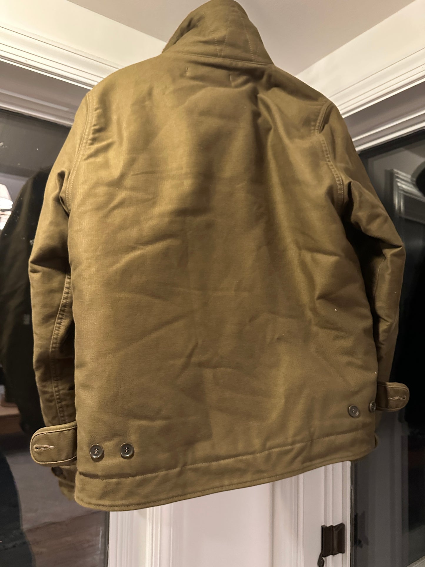 Iron Heart N1 Deck Jacket - Olive Green Whipcord - Alpaca - Size Large