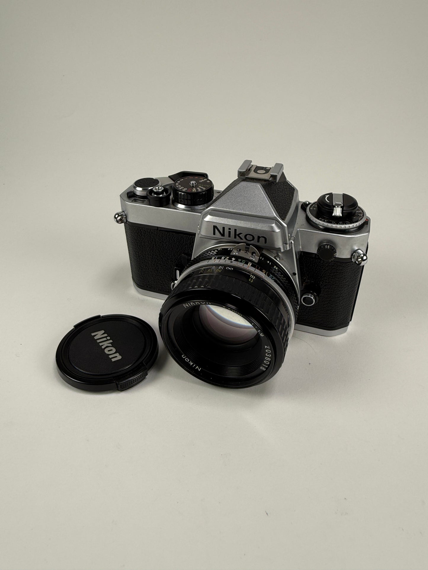 Nikon FE Chrome 35mm SLR Film Camera Body w/ 50mm f1.8 ai