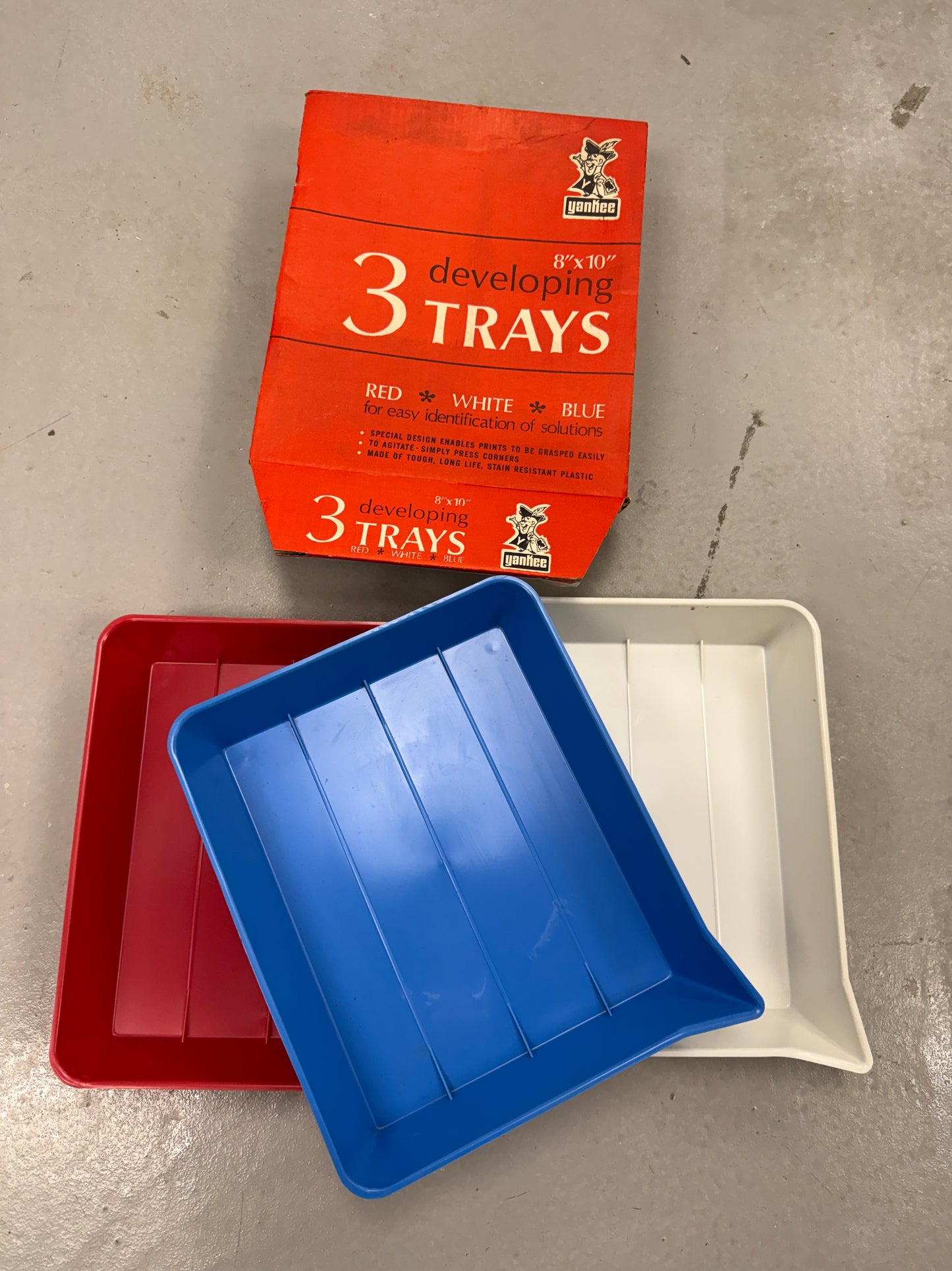 Yankee set of 3 Agitray 8x10 darkroom tray Plastic