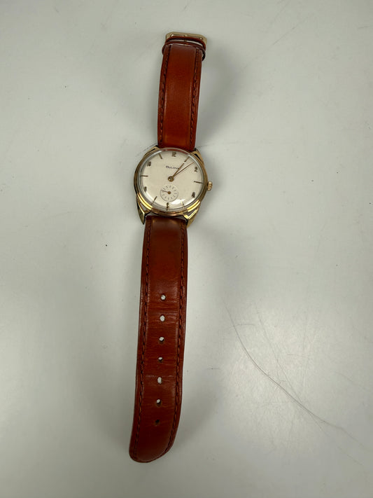 Vintage BULOVA 32mm men's manual wind watch 10K RGP Rolled Gold plate