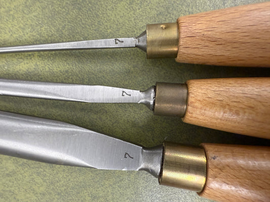 Vintage Ashley Iles Carving Gouge set of 3 No 7 Chisel