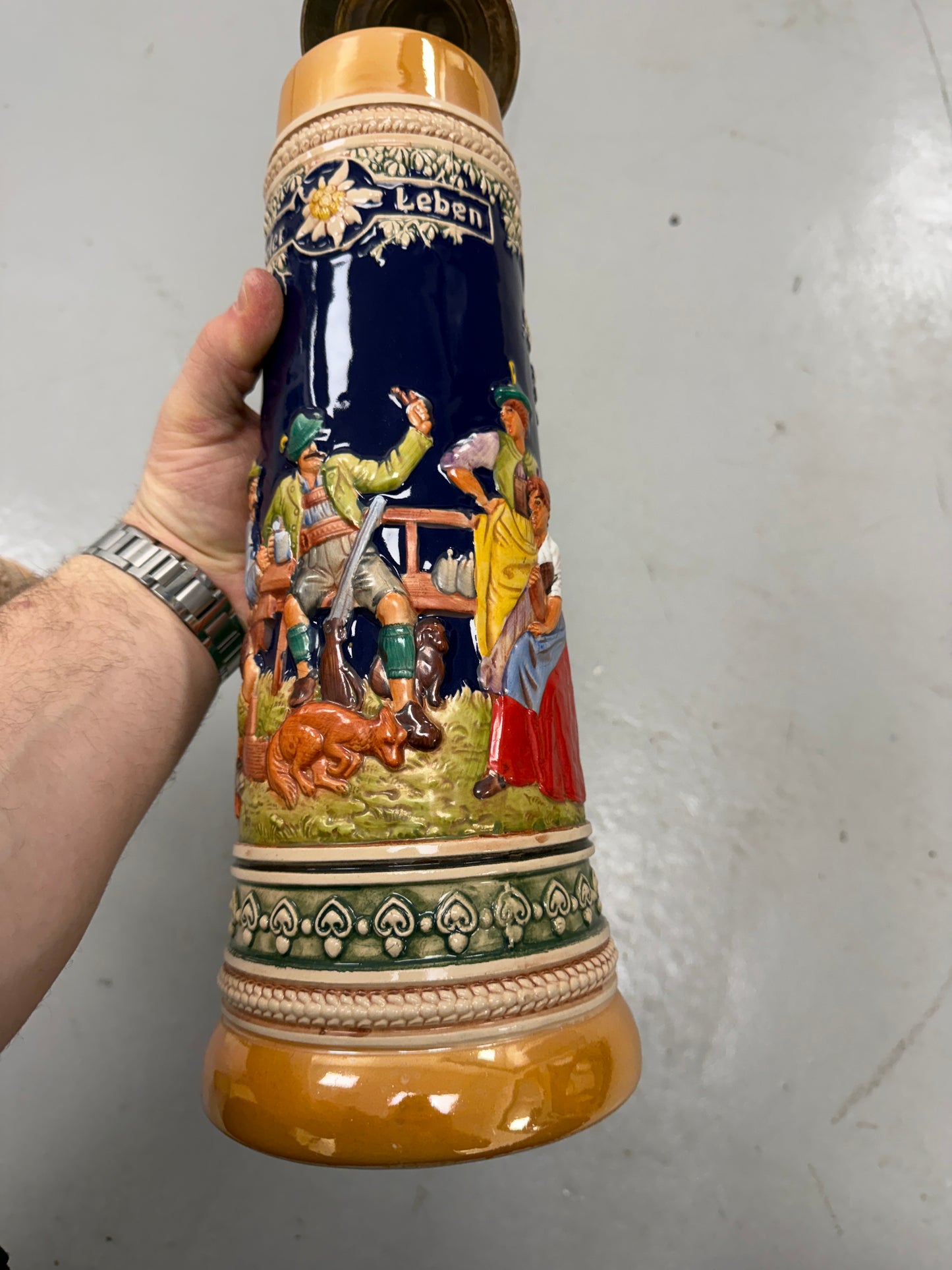 German GERZ Lidded Beer Stein  2L