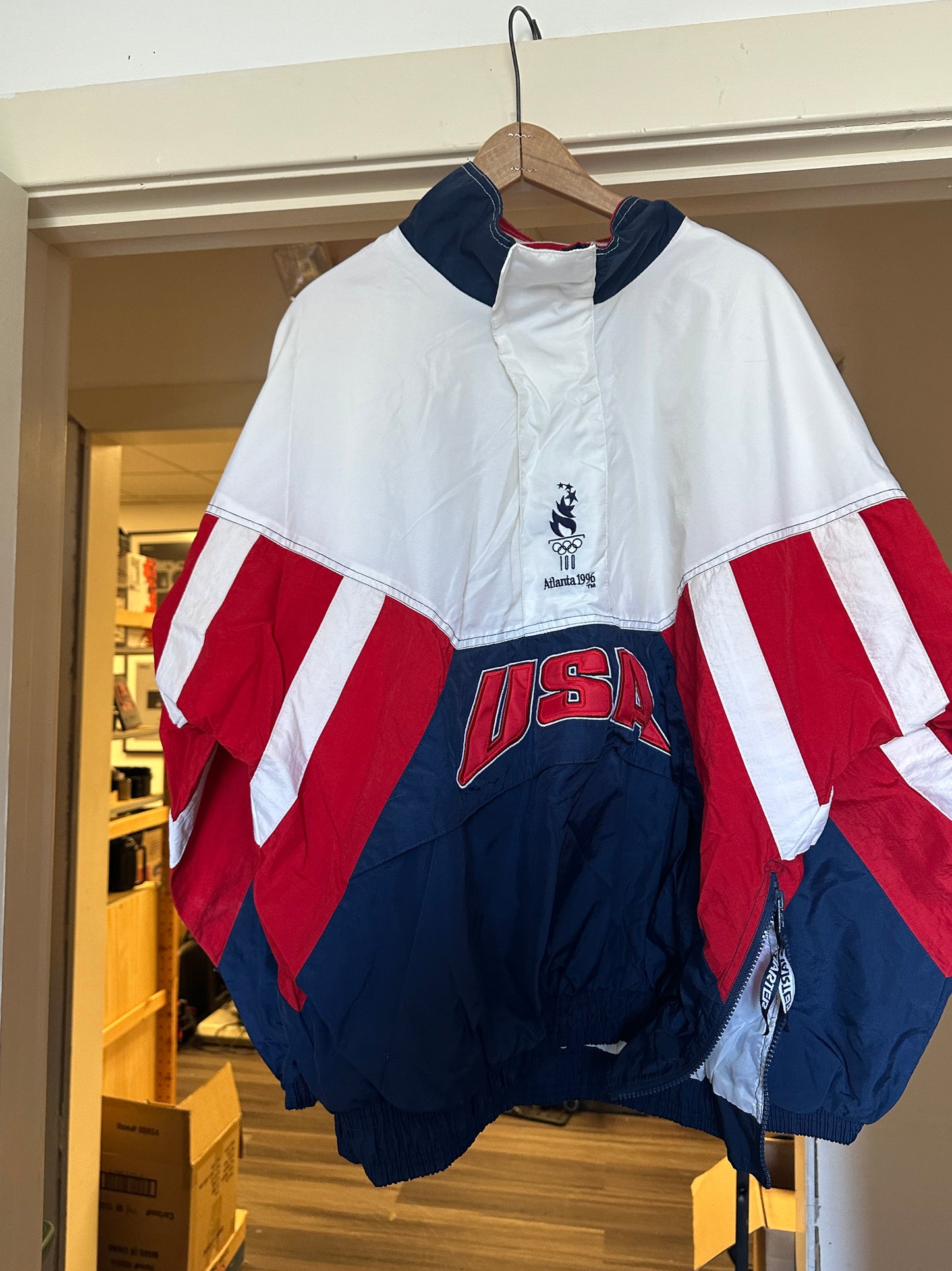 Vintage Atlanta Team USA Starter Olympic Pullover Windbreaker Jacket Coat XL 90s