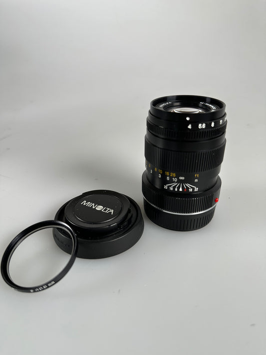 Minolta M-Rokkor 90mm F/4 Lens w/Hood Leica M Mount For CLE