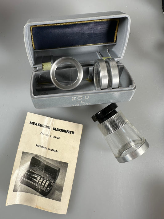 B&L Bausch & Lomb 7X Measuring Magnifier Loupe COMPLETE w/4 Scales & Case