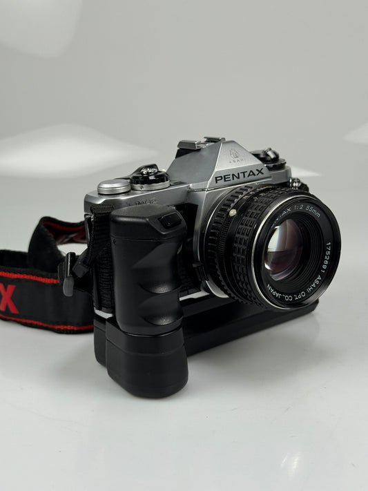 Pentax ME Chrome 35mm Film Camera w/ 55mm F2 Lens