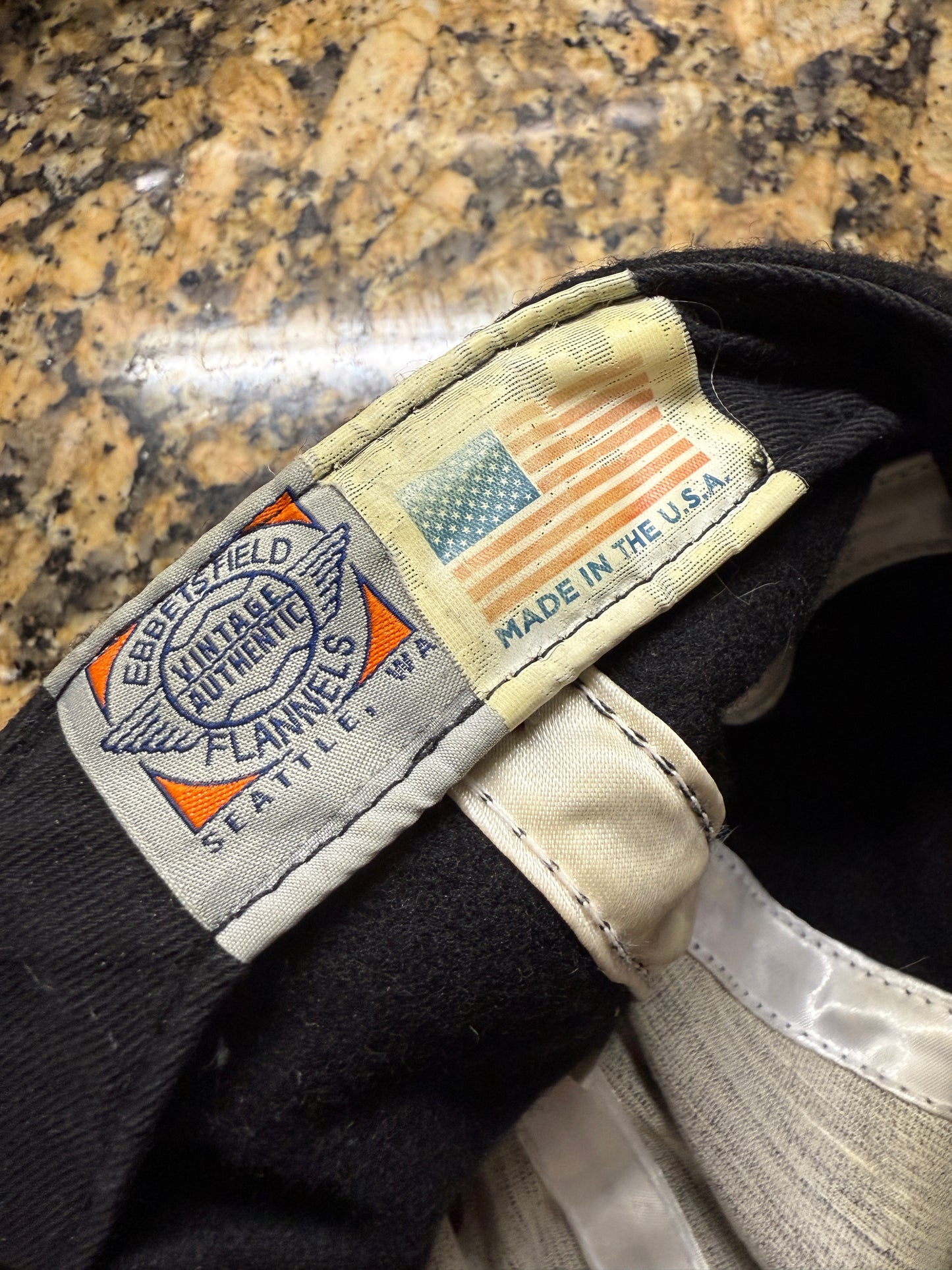 Ebbets Field Flannels “N” with stars Vintage black baseball hat size 7 1/2