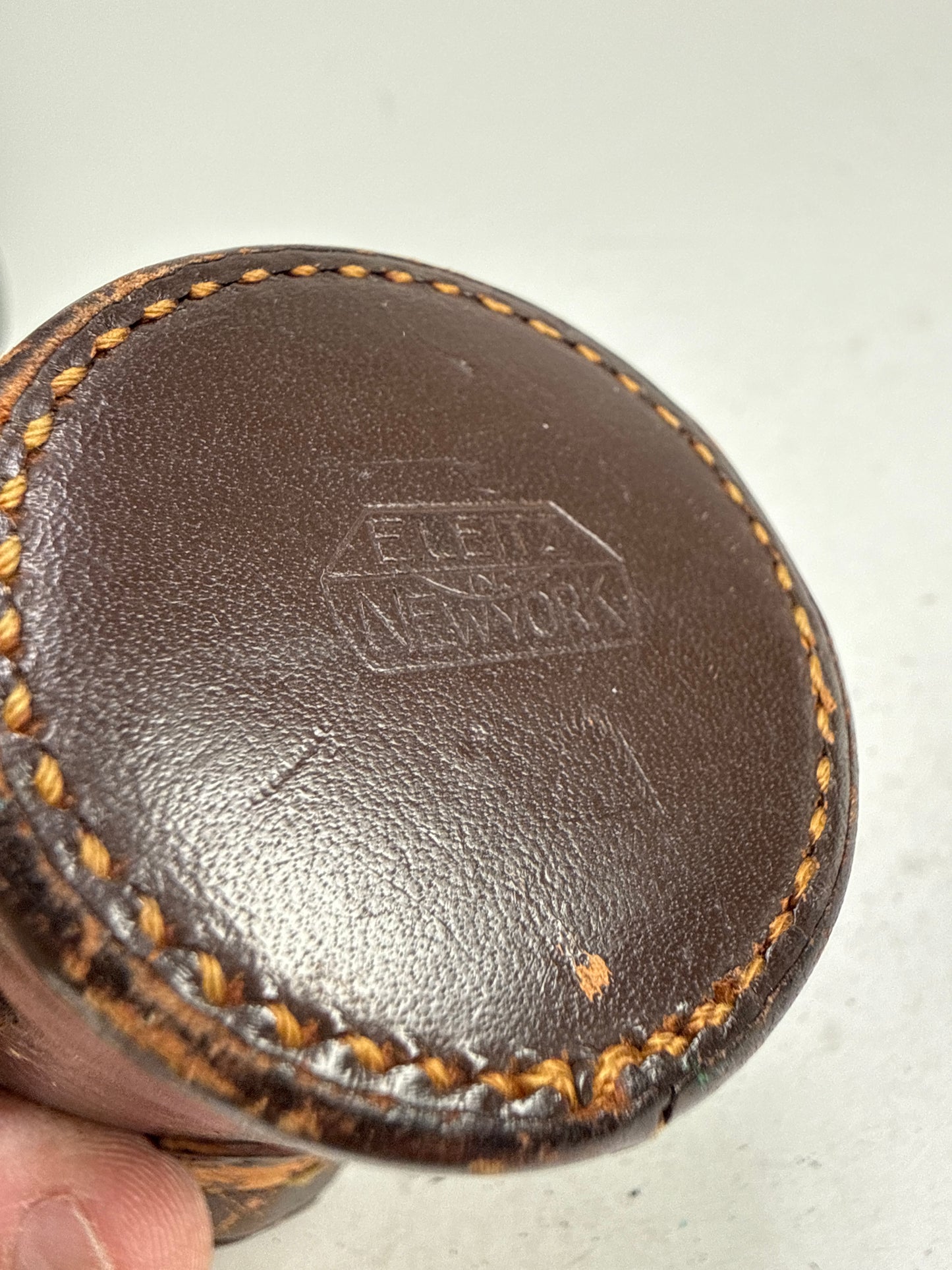 Leica E. Leitz NY Brown Leather Lens Case for 90mm 9cm