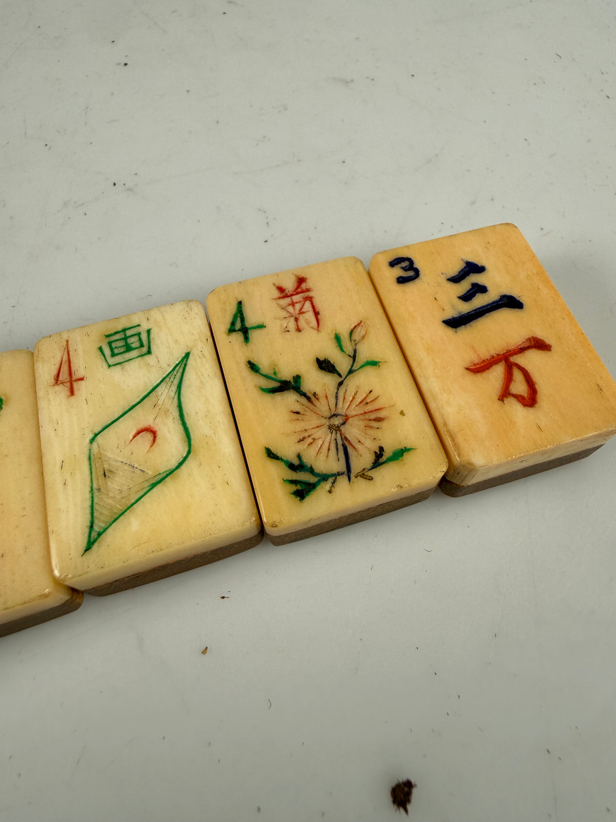 6 Thick Bone Bamboo Mahjong Replacement Tiles 4, 1, 3