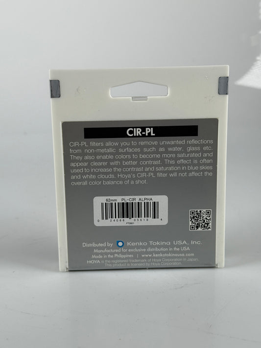 Hoya alpha CIR-PL 62mm Lens Filter circular polarizer