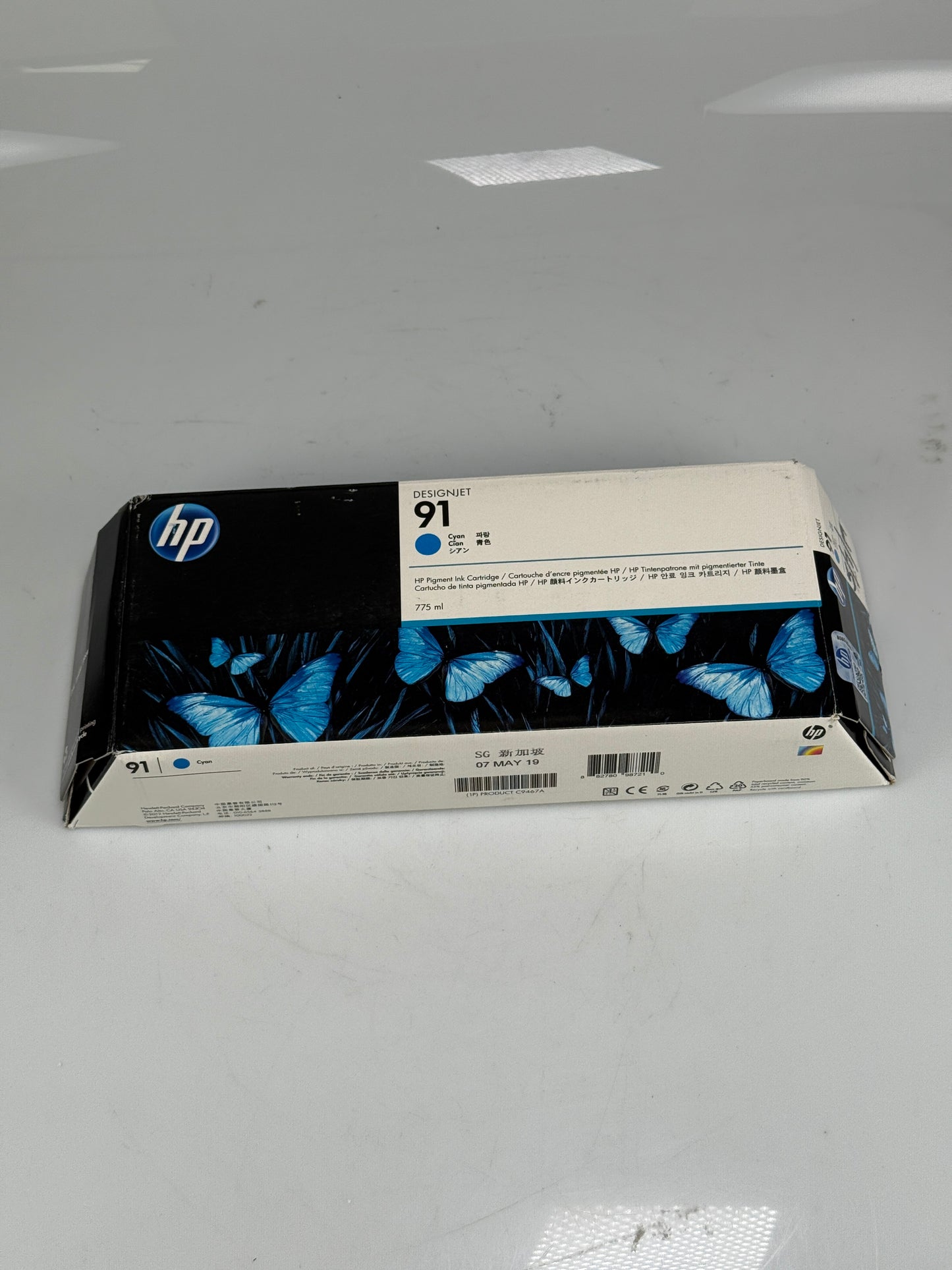 Genuine HP 91 C9467A DesignJet Cyan Ink Cartridge NEW OEM SEALED 05/2019
