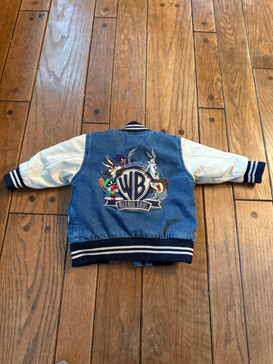 90s Warner Bros Looney Tunes Denim Kids Unisex Toddler Jacket Size 6-12M months