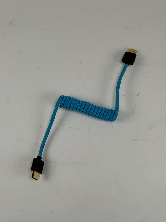 Kondor Blue Full HDMI To Full HDMI Cable 12"-24" Braided Coiled - Blue