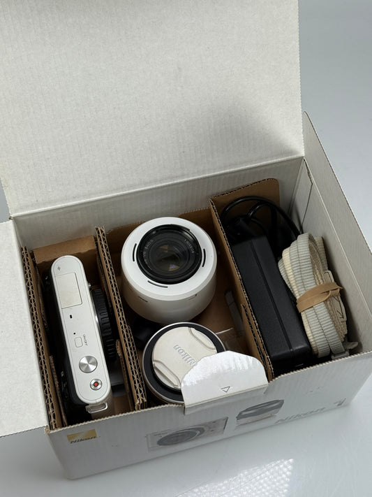 Nikon 1 J1 10.1MP Mirrorless SLR Camera w/ 10-30mm, 30-110mm Lens white