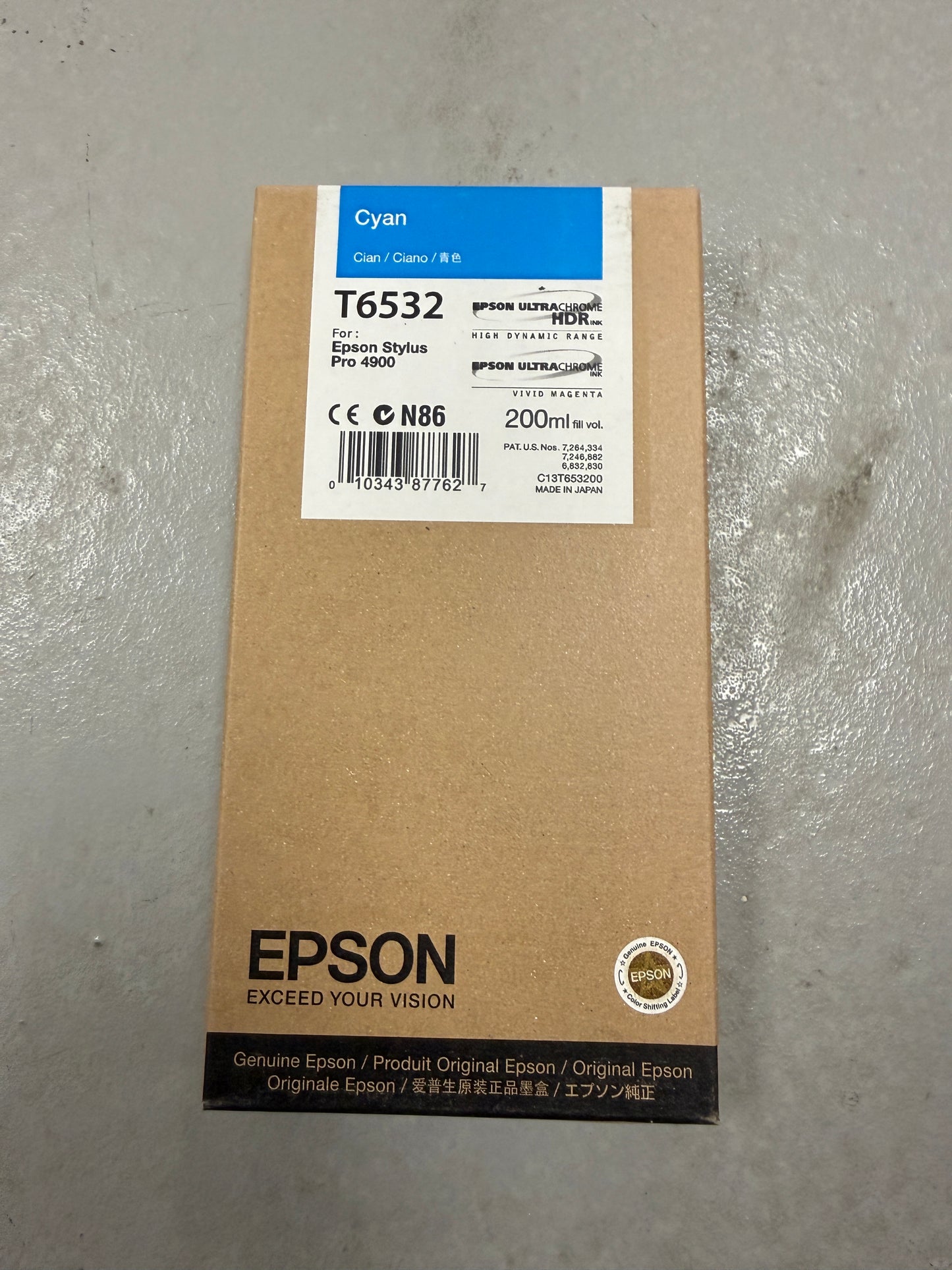New Genuine EPSON PRO 4900 CYAN INK Cartridge 200ml T6532