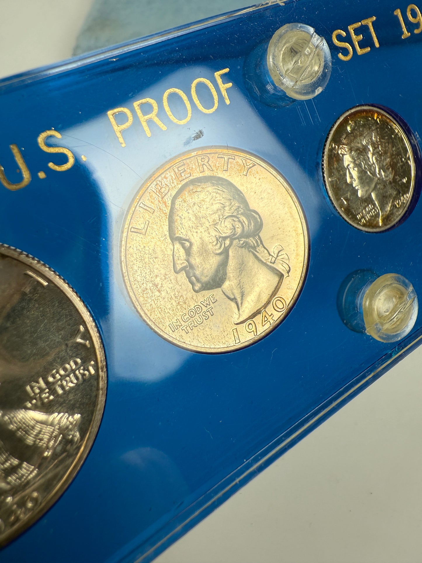 1940 US Mint Silver PROOF Set Gem Coins Blue Capital Holder Display Box