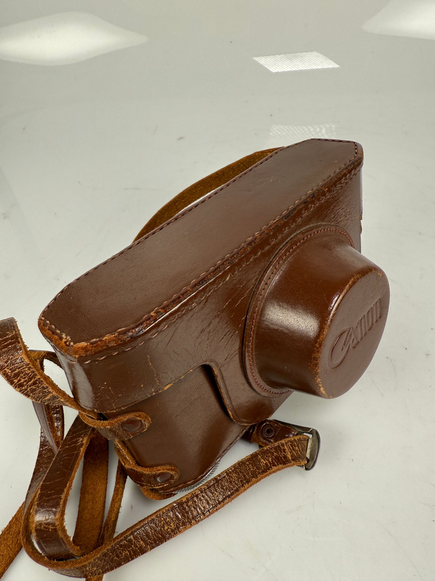 Early Canon Rangefinder Camera Brown Leather Case MADE IN OCCUPIED JAPAN