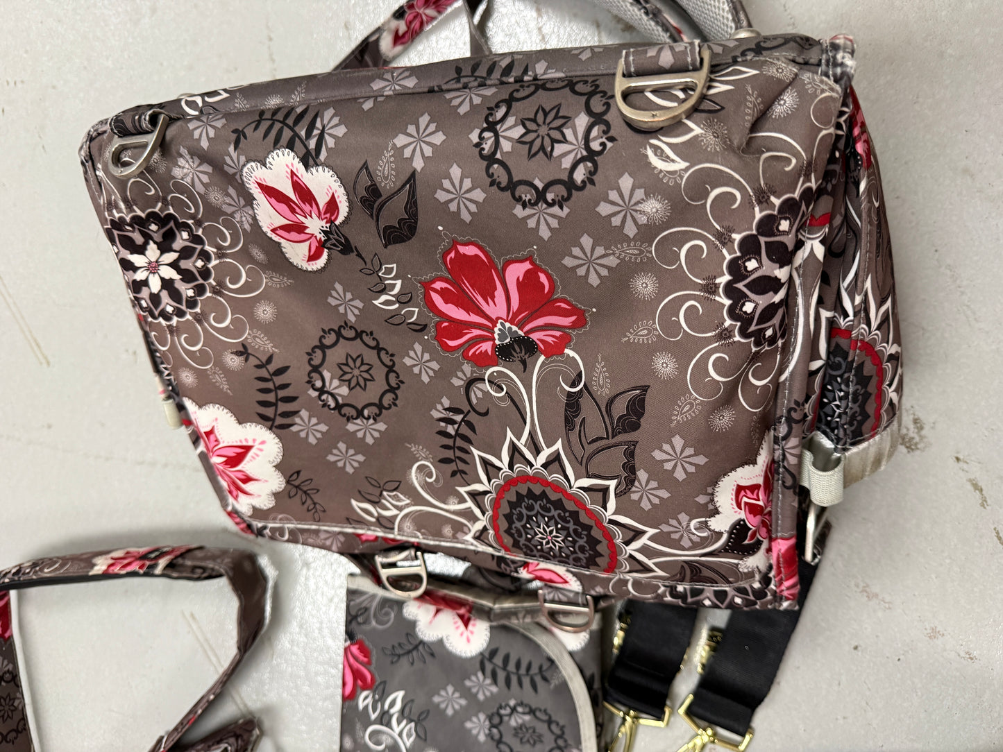 JuJuBe Baby Diaper Bag Brown Large Flower Print