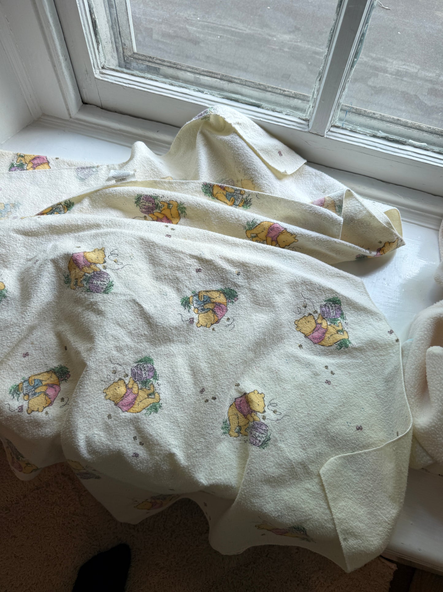 VTG Lot 2 Winnie The Pooh Disney Blankets Receiving Bedding Baby Honey Pot Bear