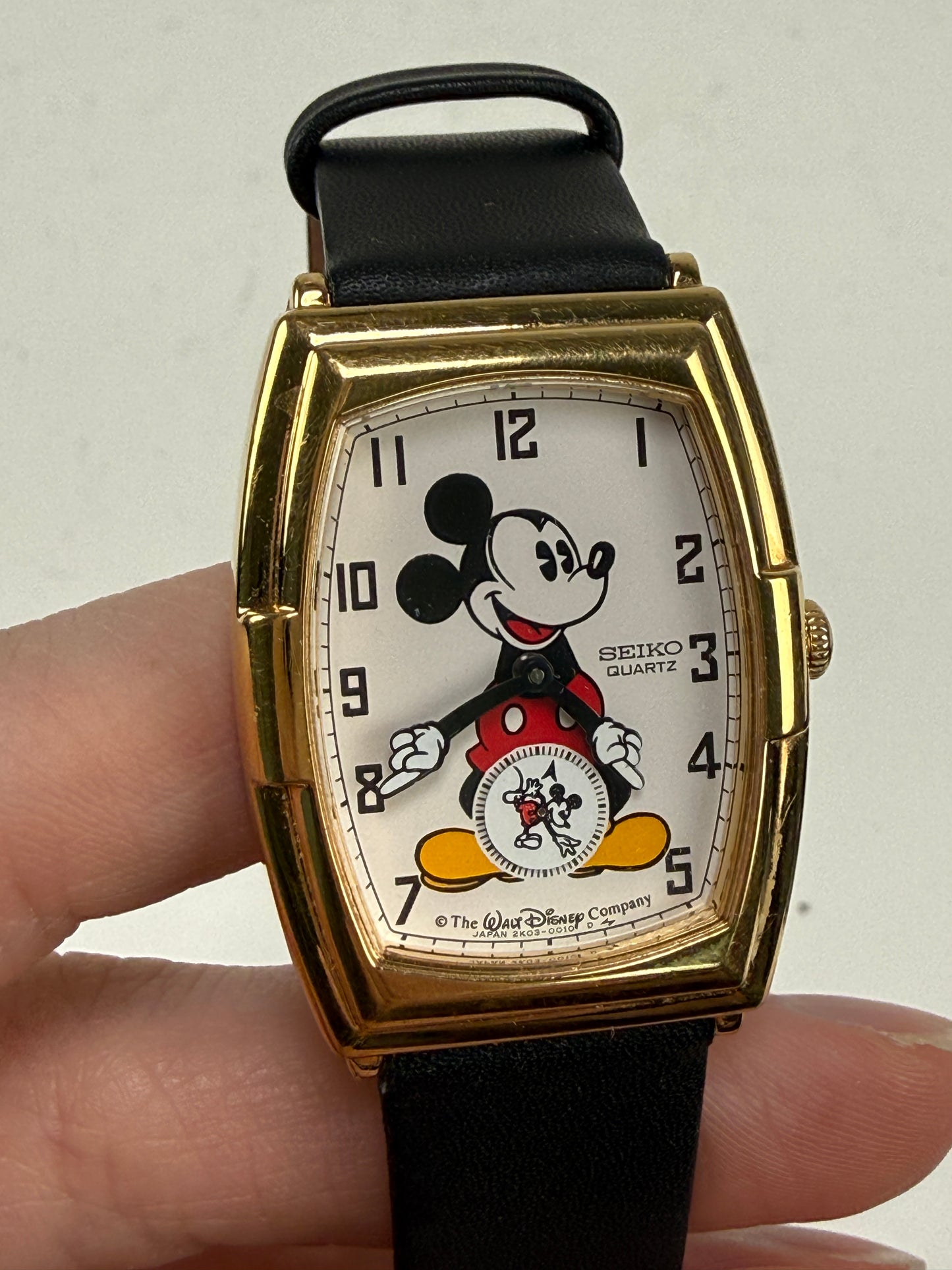Genuine Vintage Disney Seiko Quartz Mickey Mouse Watch & Kafalope Band 2K03-5019