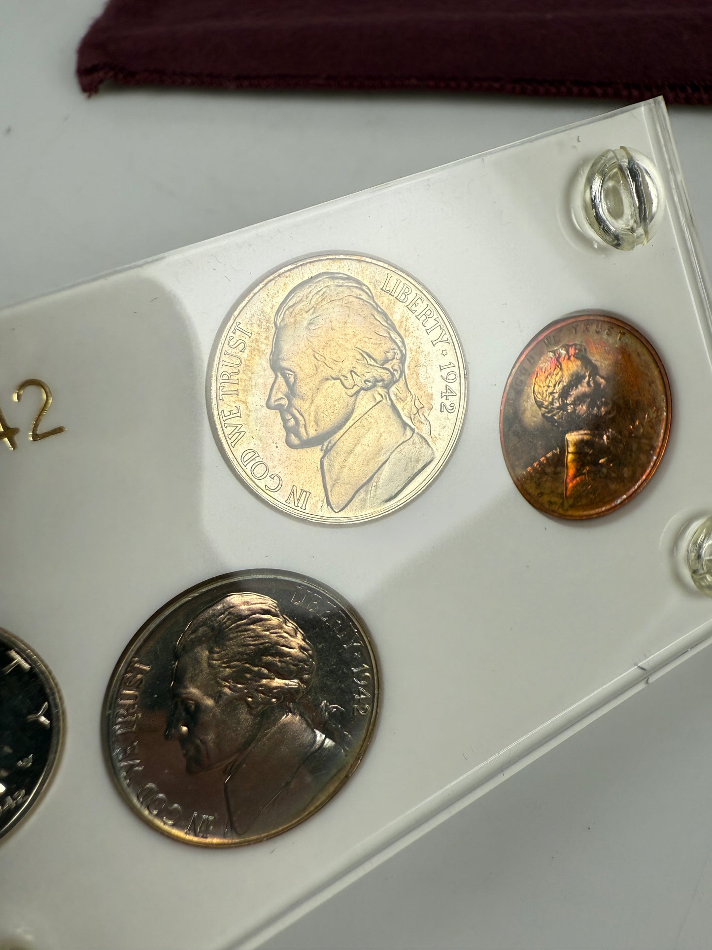 1942 US Mint Silver PROOF Set Gem Coins White Capital Holder Display Box