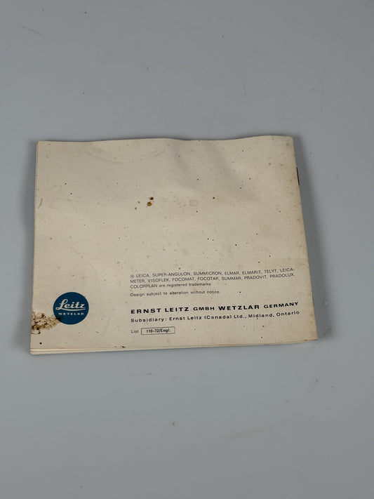 Genuine Leica M4 Instruction Manual Booklet