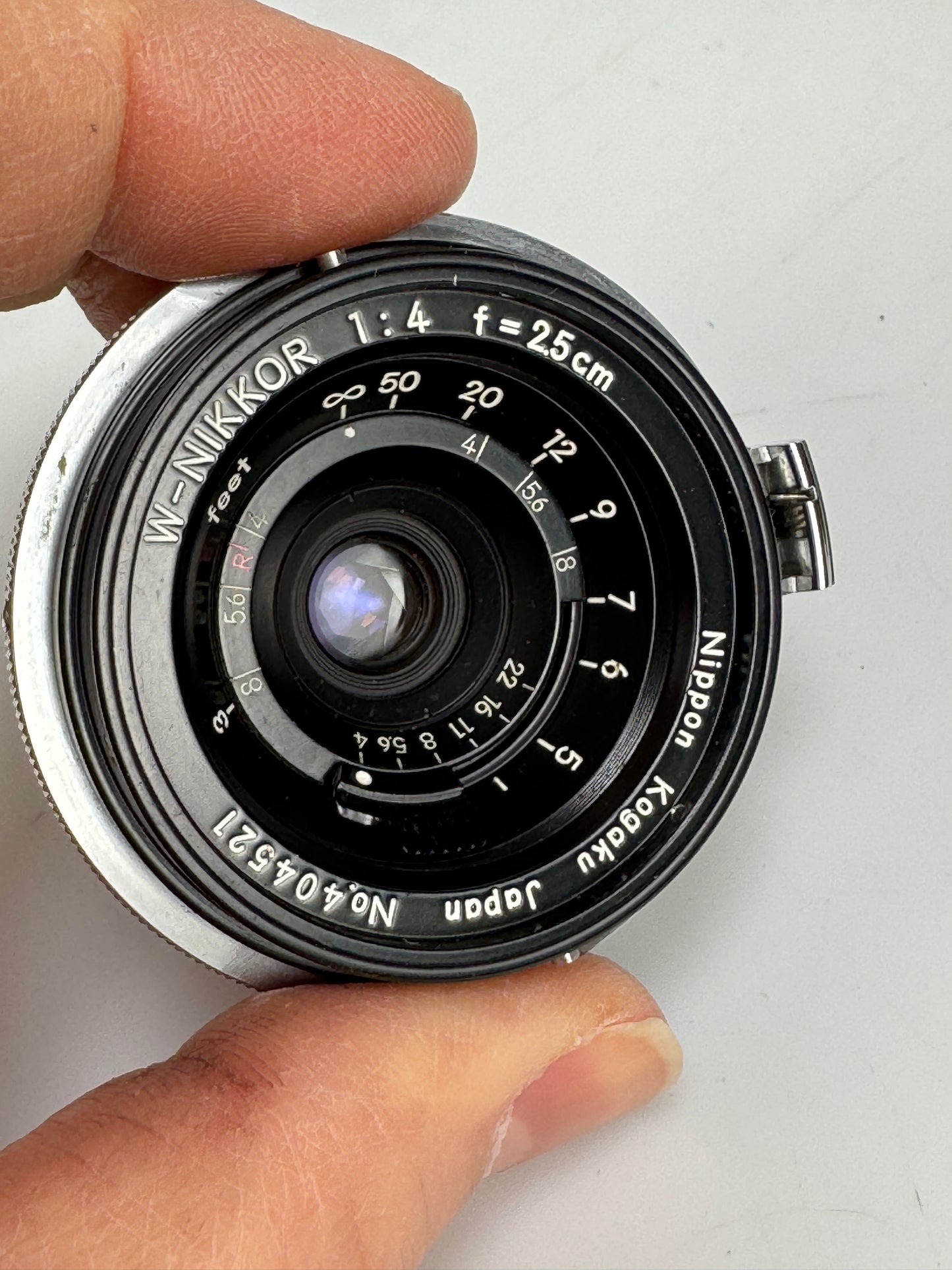 Nikon Nippon Kogaku W-Nikkor Black 2.5cm 25mm F4 Lens S Mount w/ case, finder, hood, etc