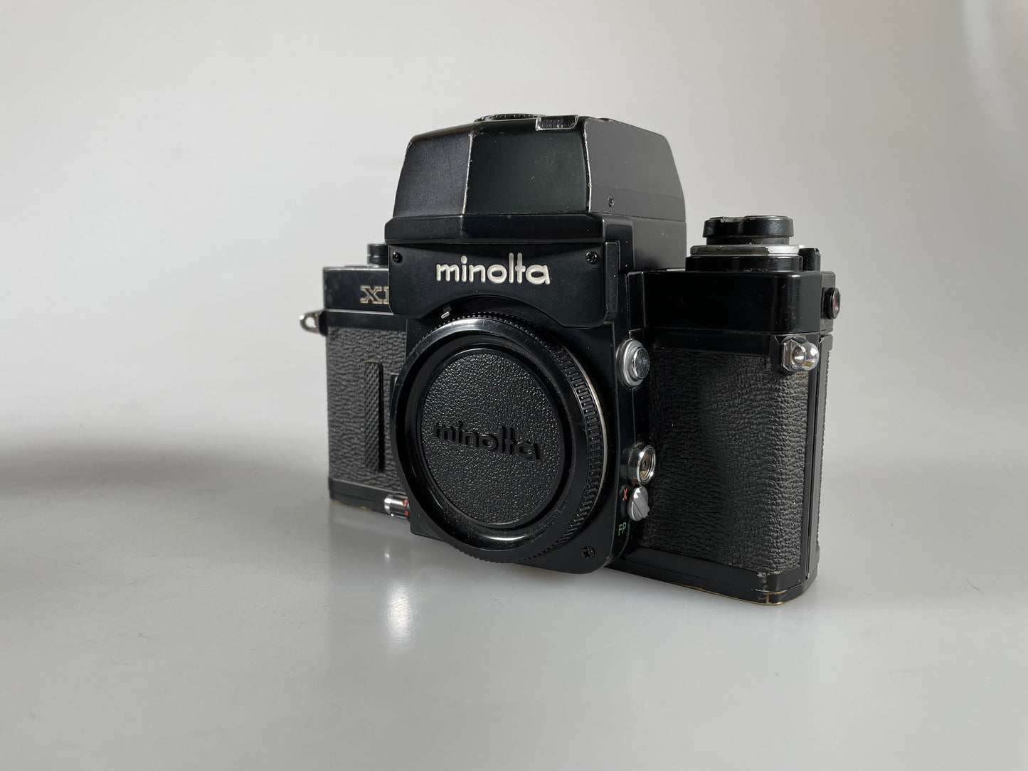 Minolta XM 35mm film Camera body Black w/ AE meter finder