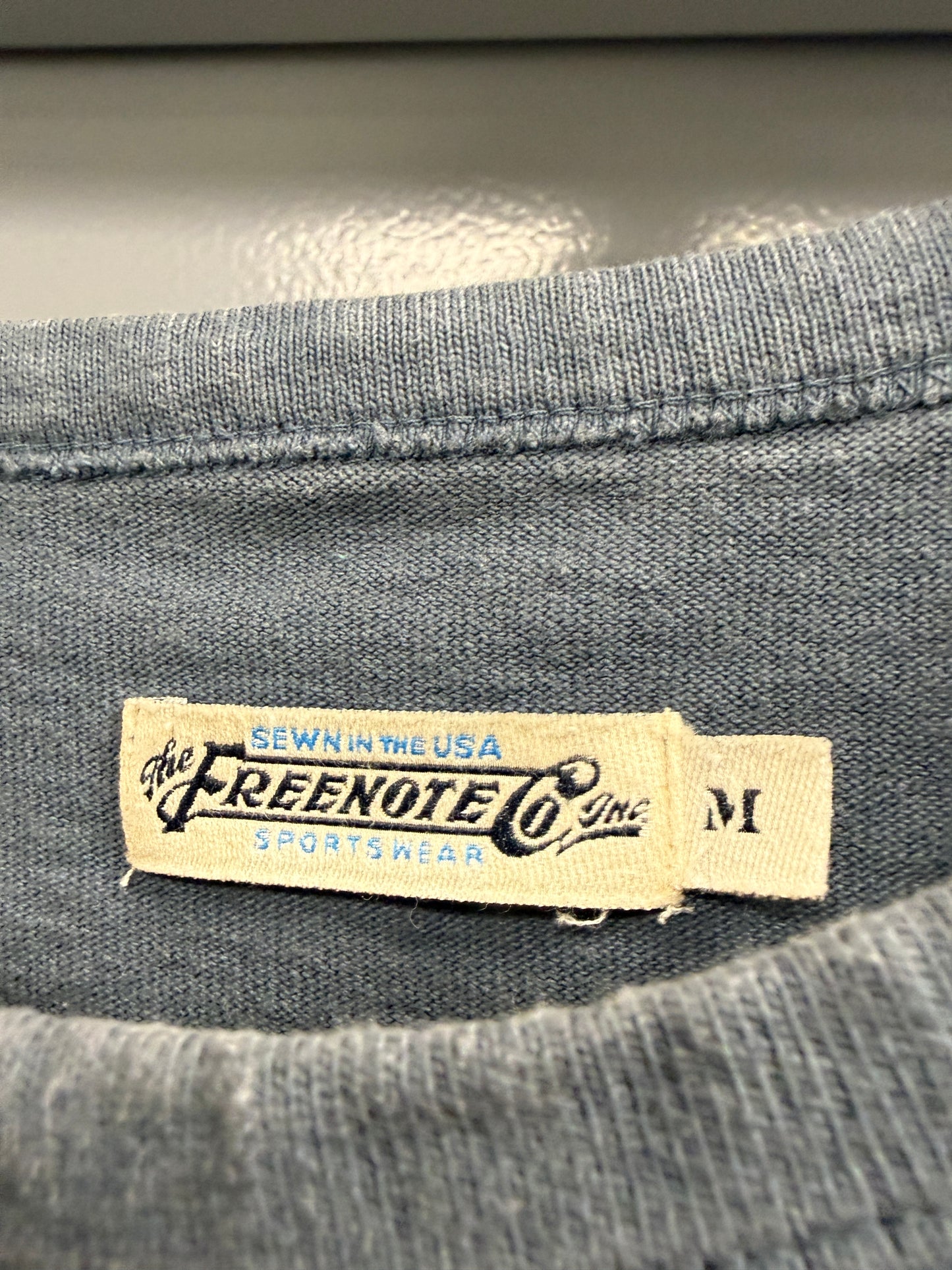 Freenote Cloth Co Mens Pocket T-Shirt Sz M Medium Tee Shirt Made In USA Faded Blue