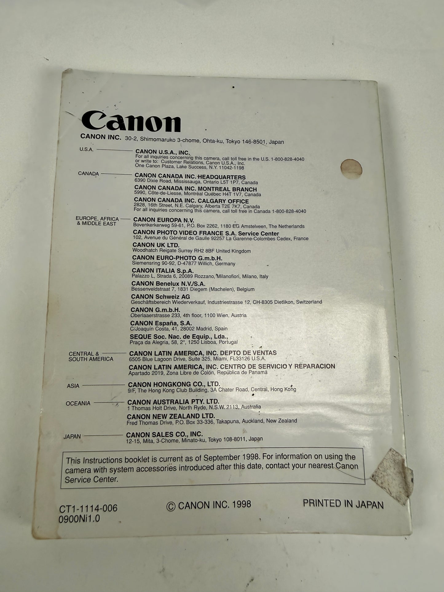 Canon EOS 3 SLR film camera Instruction Manual