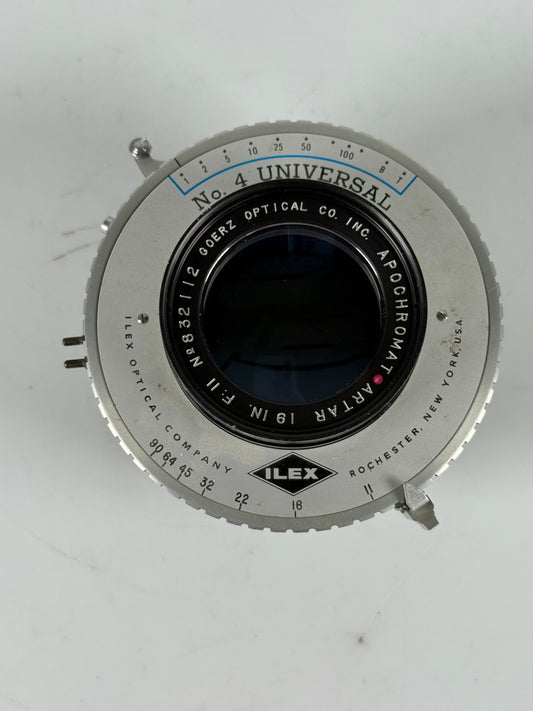 C.P. GOERZ 19 IN INCH F11 ARTAR APOCHROMAT RED DOT lens in Ilex no 4 shutter