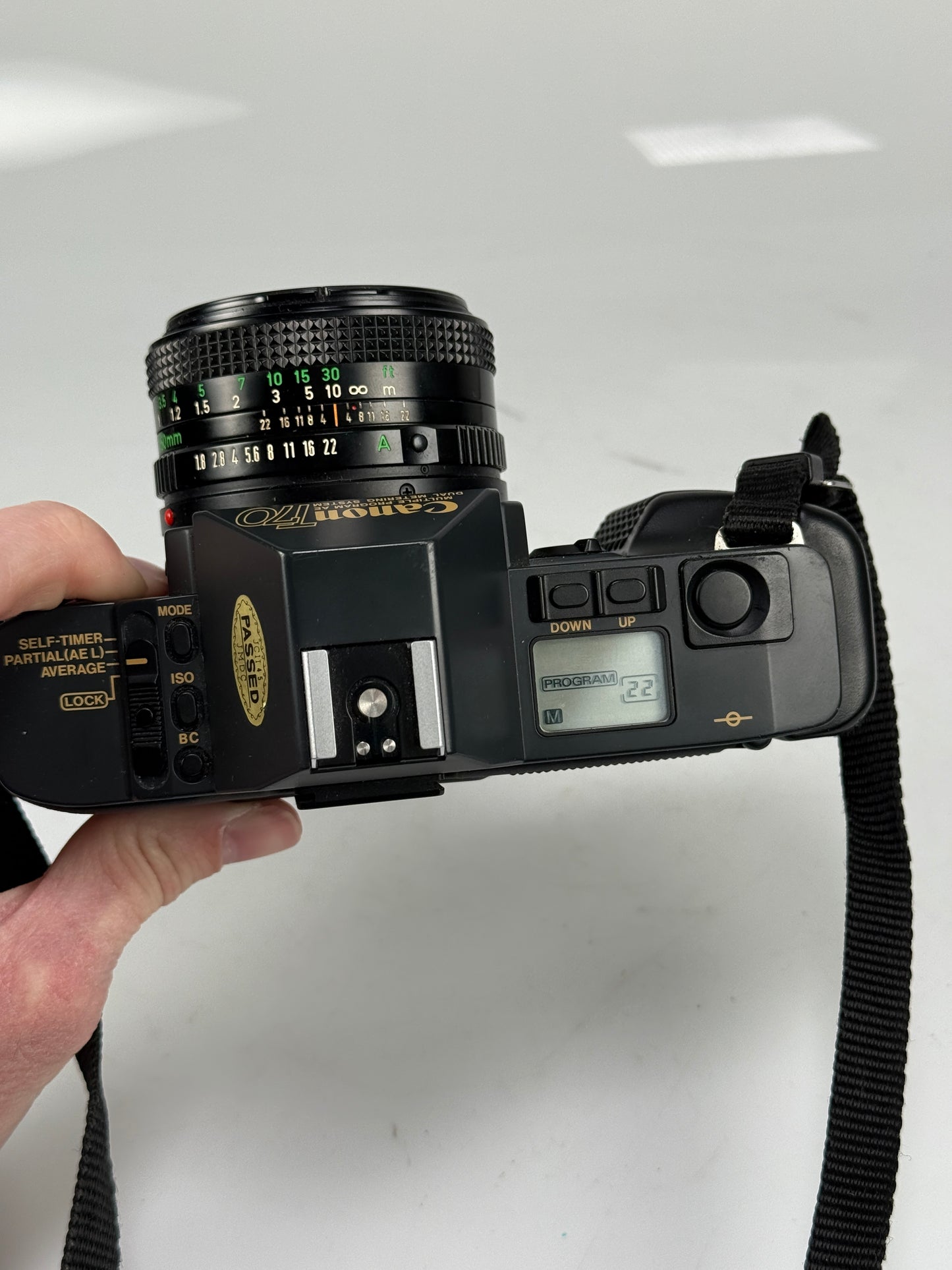 Canon T70 35mm MF Film SLR Camera kit with 50mm f1.8 FD