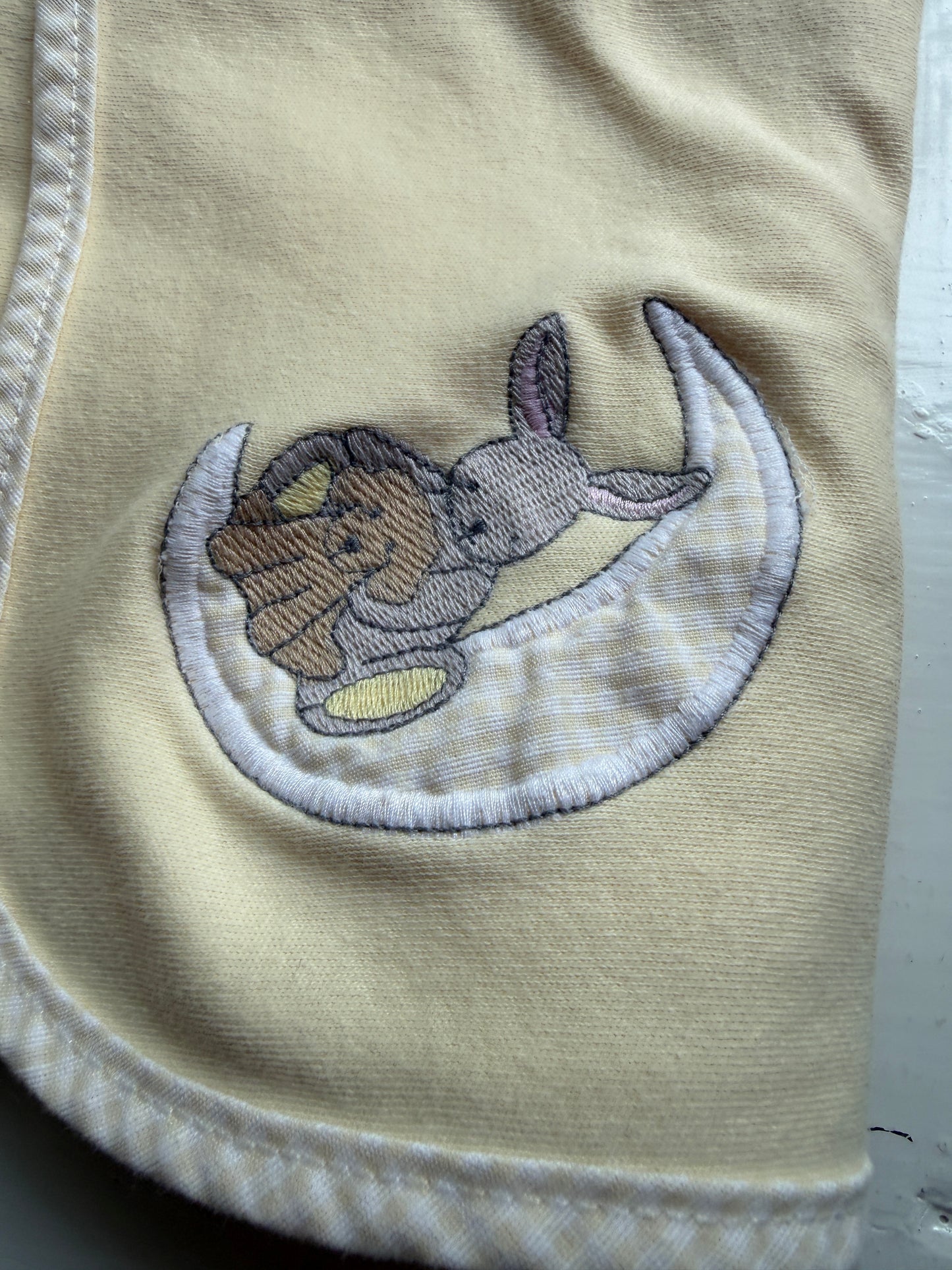 Vintage Carters If They Could Just Be Little Bunny Puppy On Moon Yellow Blanket