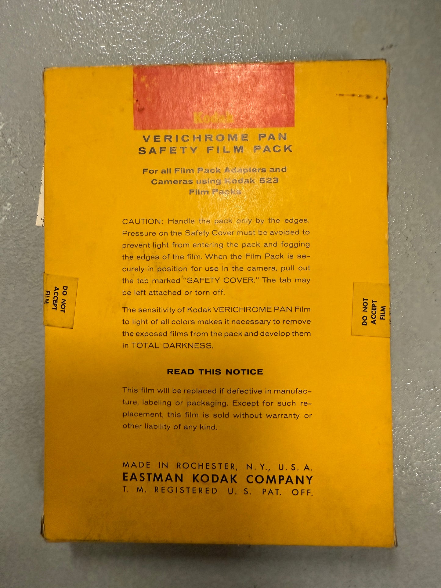 Kodak Verichrome Pan VP 523 Black & White Film 12 Sheets pack 4x5" military