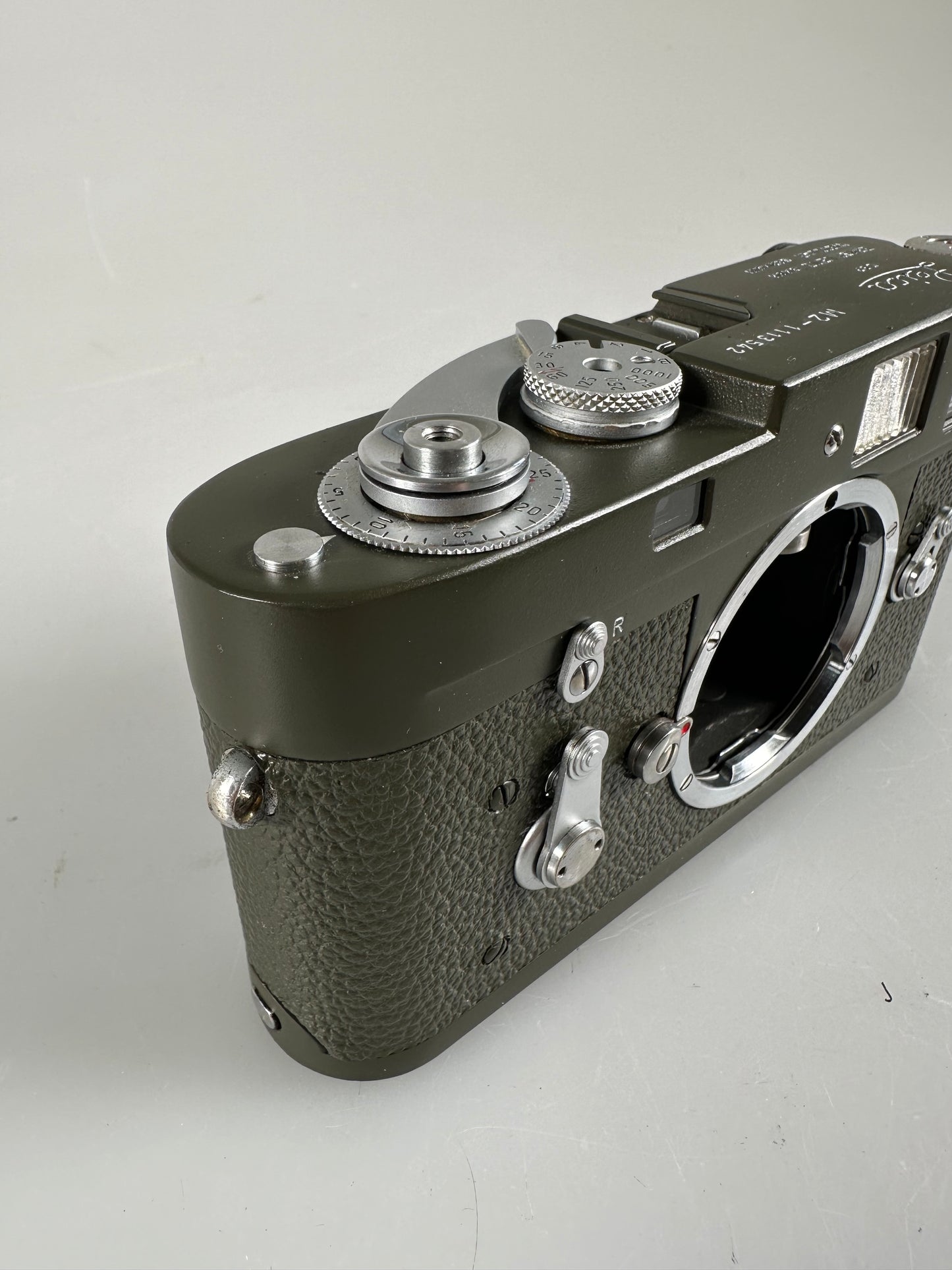 Leica M2 Safari olive 35mm rangefinder film camera body repaint w/ M4 style spool