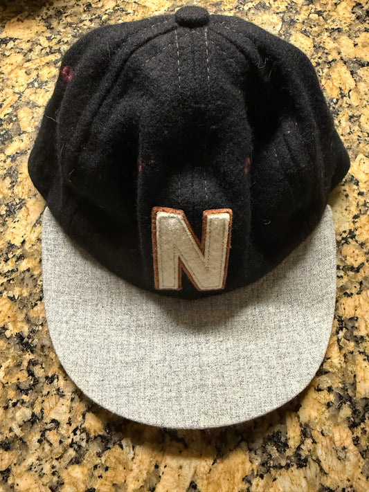 Ebbets Field Flannels “N” with stars Vintage black baseball hat size 7 1/2