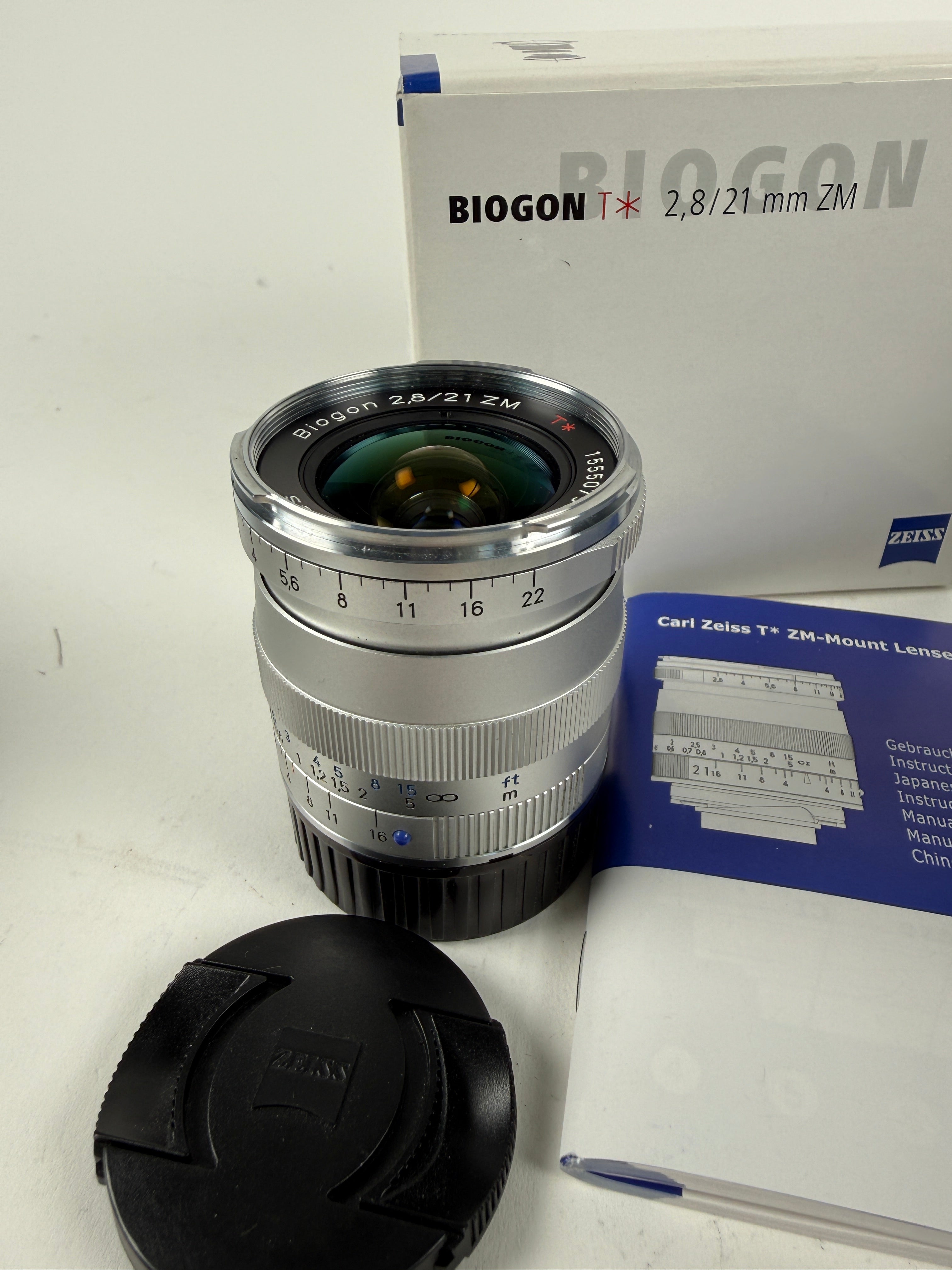 Zeiss 21mm f2.8 Biogon T* ZM Lens Leica M Mount Silver – Cardinal