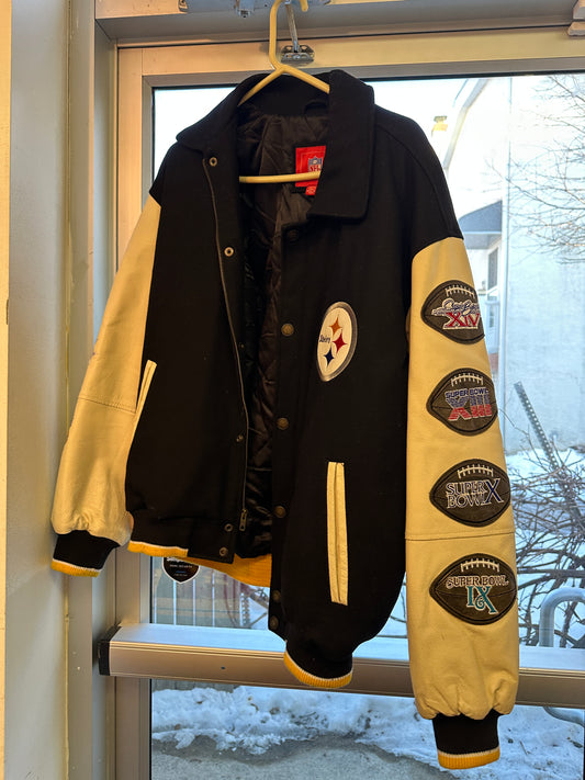 Pittsburgh Steelers 4x Super Bowl Champions Letterman Jacket L