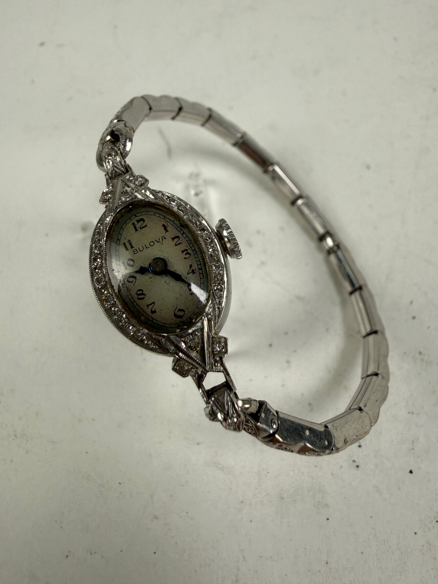 Vintage Ladies BULOVA Diamond 14k gold Watch white gold