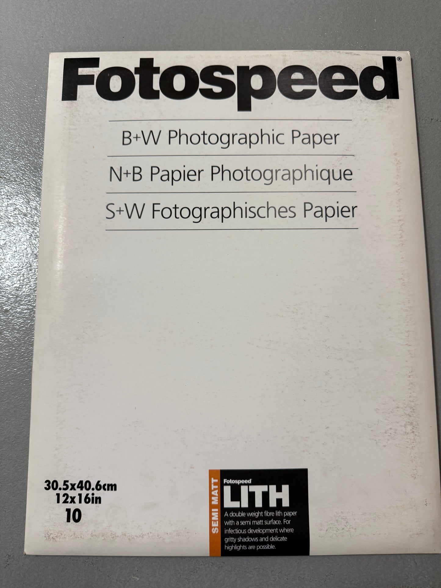 Fotospeed Lith Fibre 12x16" Photo Paper 10 sheets unopened NOS