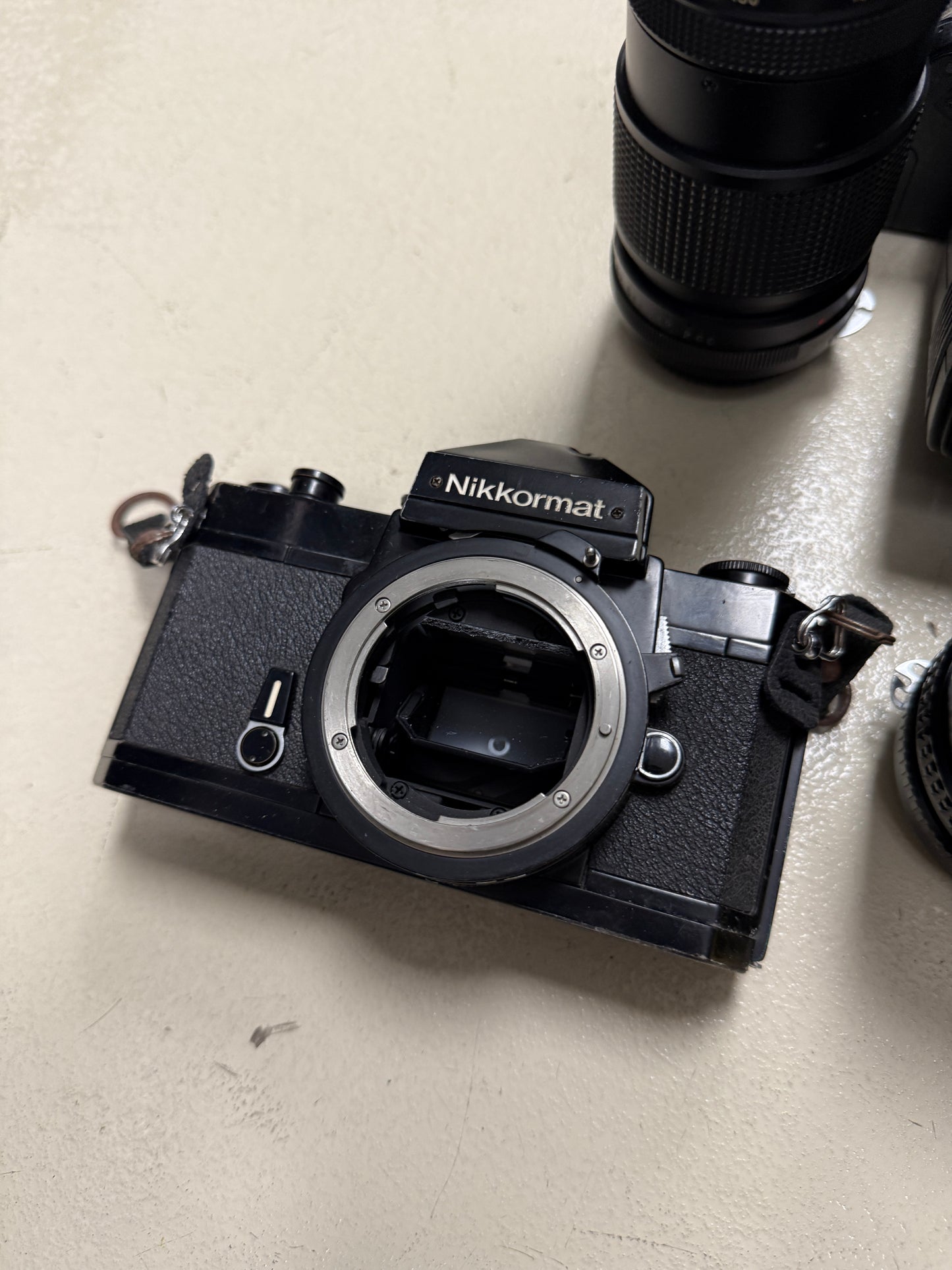 Nikon Film camera equipment lot lens, flash, case