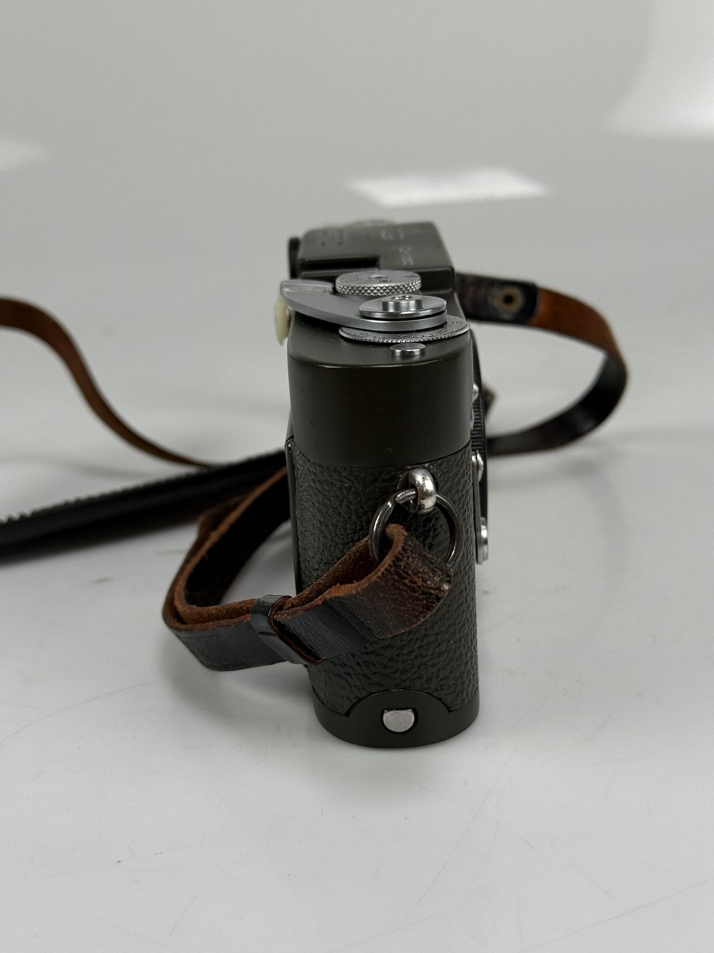 Leica M2 Safari olive 35mm rangefinder film camera body repaint w/ M4 style spool